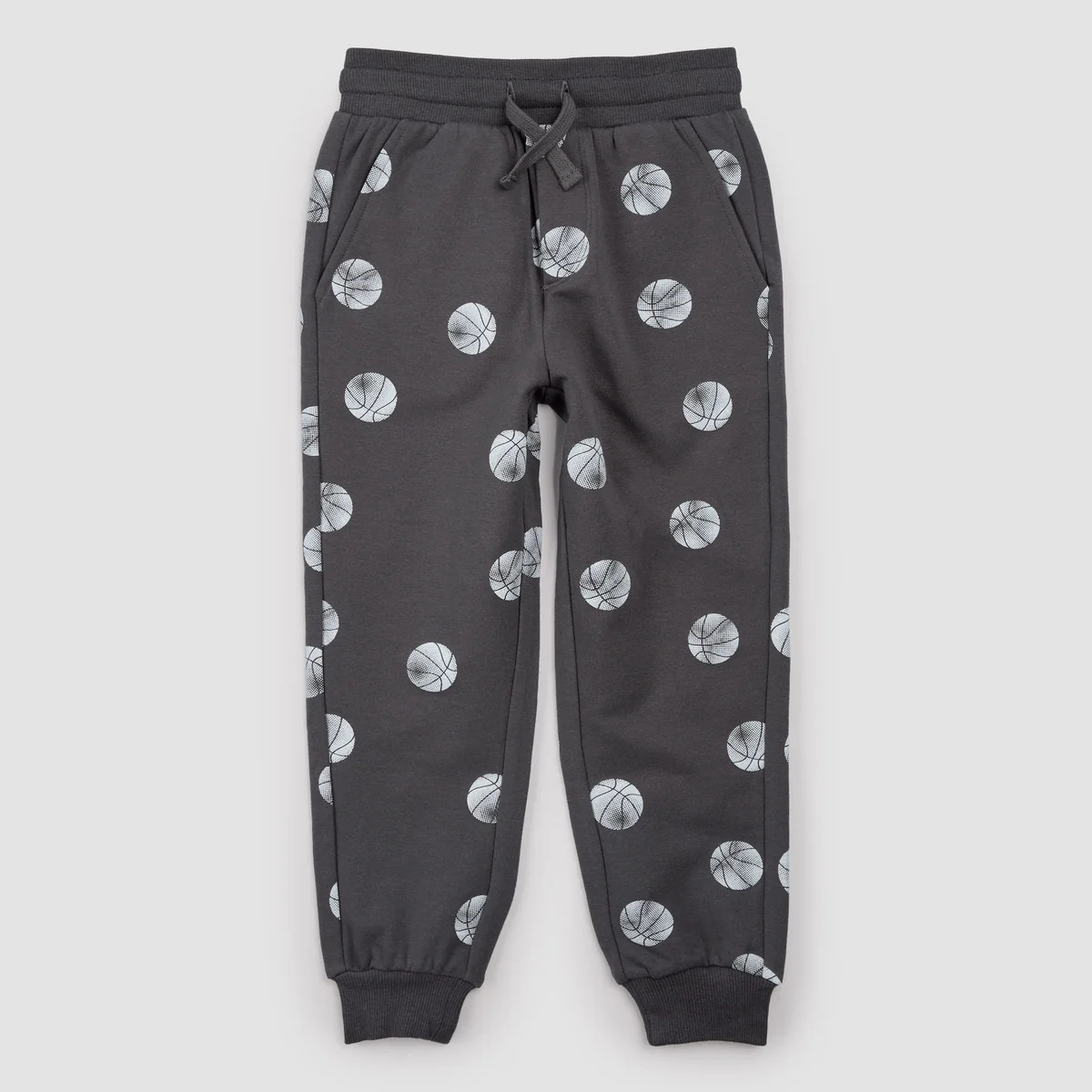 Basketball Print on Blackened Pearl Joggers | Miles The Label