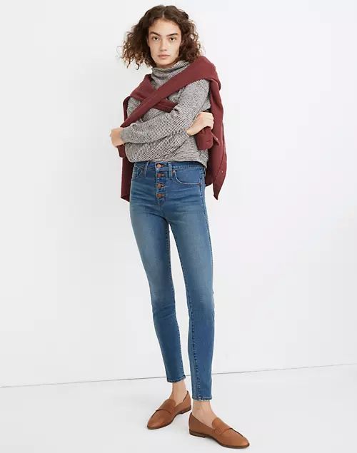 Petite 10" High-Rise Skinny Jeans in Dewitt Wash: Button-Front TENCEL™ Denim Edition | Madewell