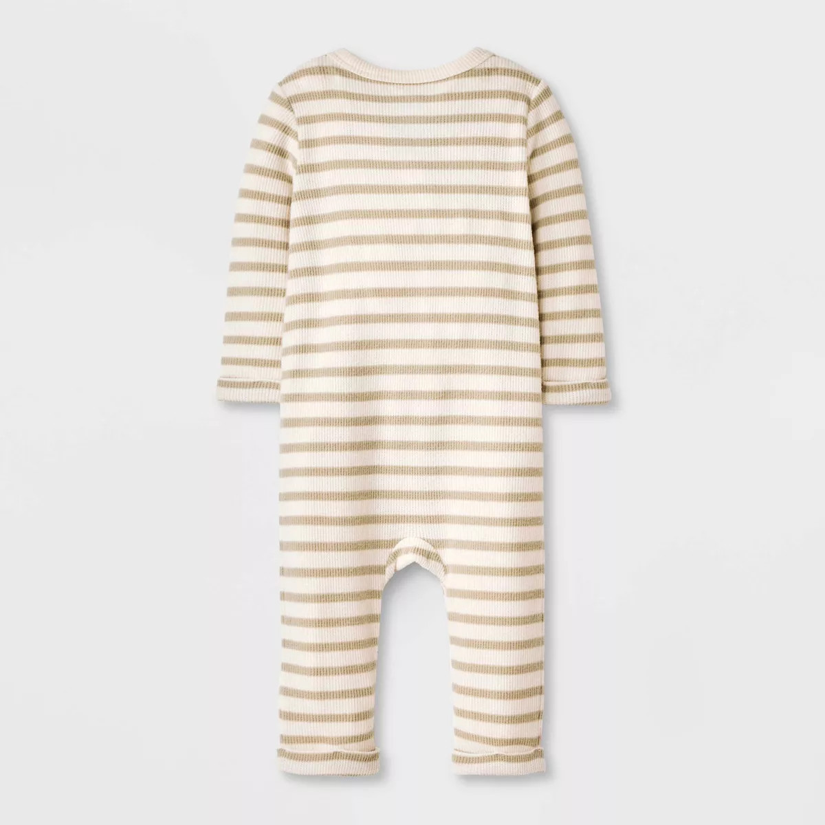 Baby Boys' Striped Henley Cozy Long Sleeve Romper - Cat & Jack™ Off-White 12M | Target