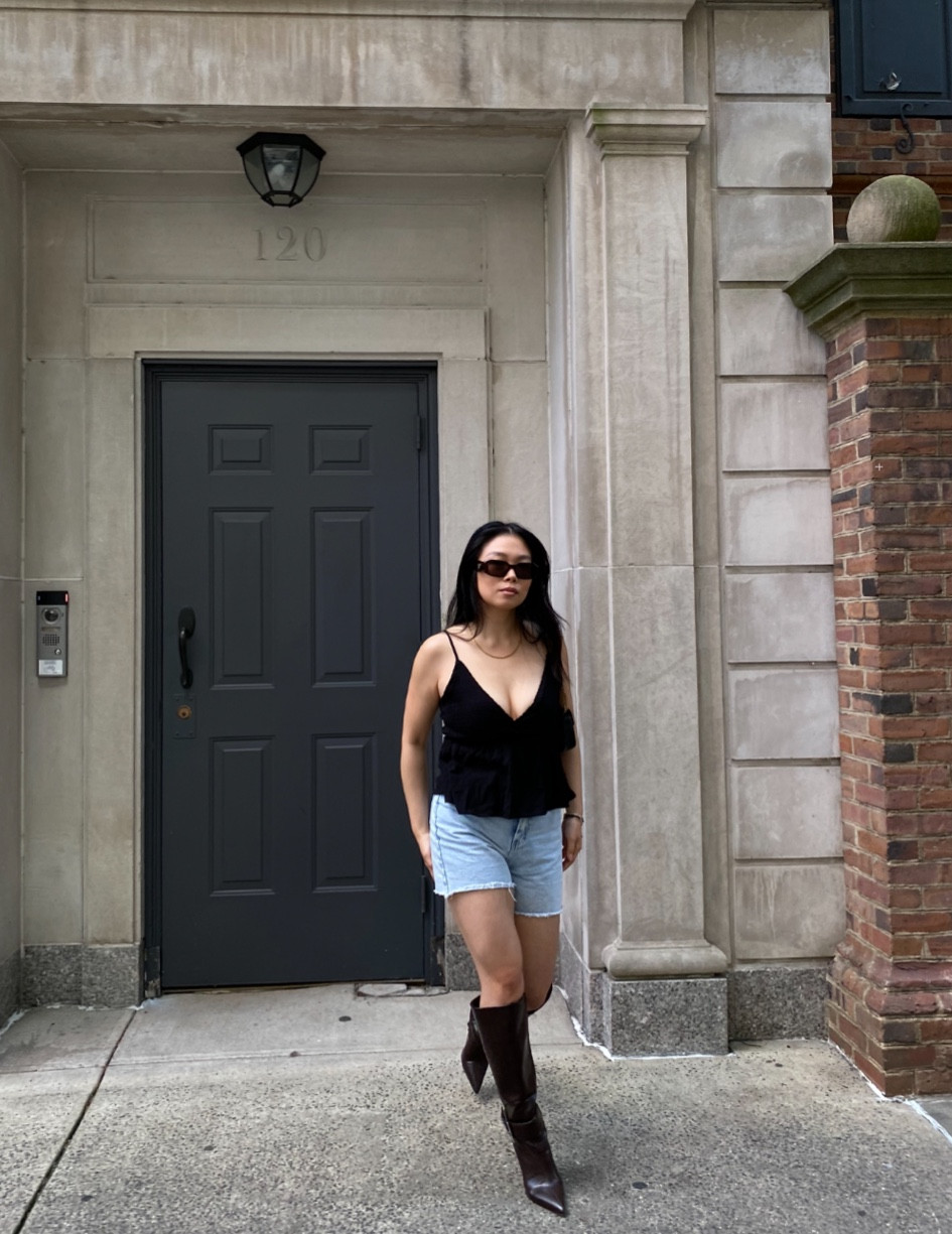 NEW YORK OUTFIT 

Flowy top with shorts, brown leather boots underneath to make it more edgy. 

#LTKover40 #LTKeurope #LTKCon