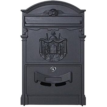 Outdoor Wall Mounted Retro Iron Mailbox Letter Box with Lock (Black) | Amazon (US)