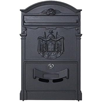 Outdoor Wall Mounted Retro Iron Mailbox Letter Box with Lock (Black) | Amazon (US)