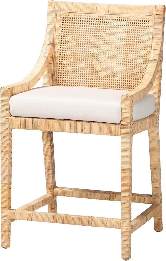 Bali & pari Alexis Natural Rattan Counter Stool - Handcrafted Wingback Counter Chair with Woven B... | Amazon (US)