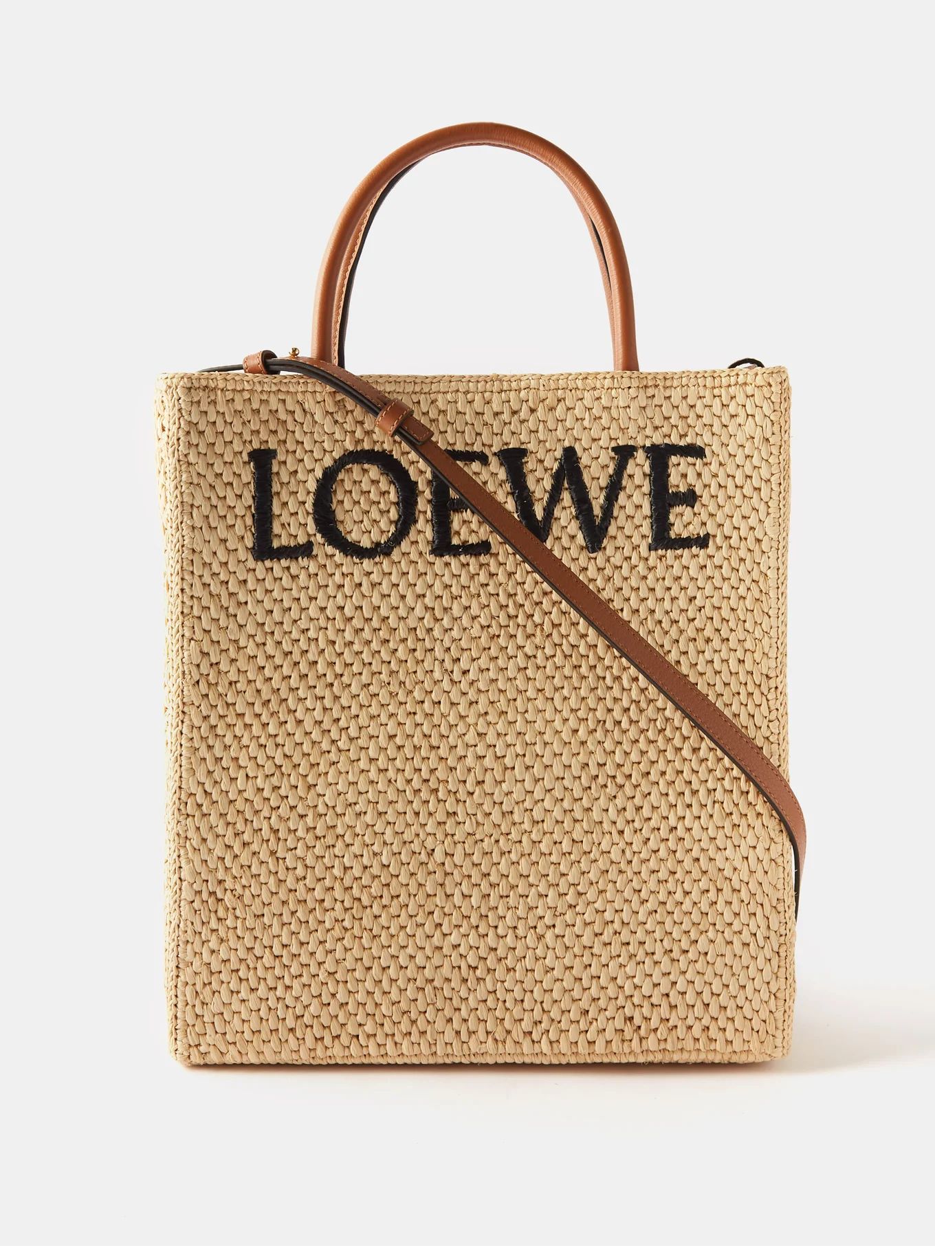 Logo-embroidered raffia tote bag | Matches (UK)