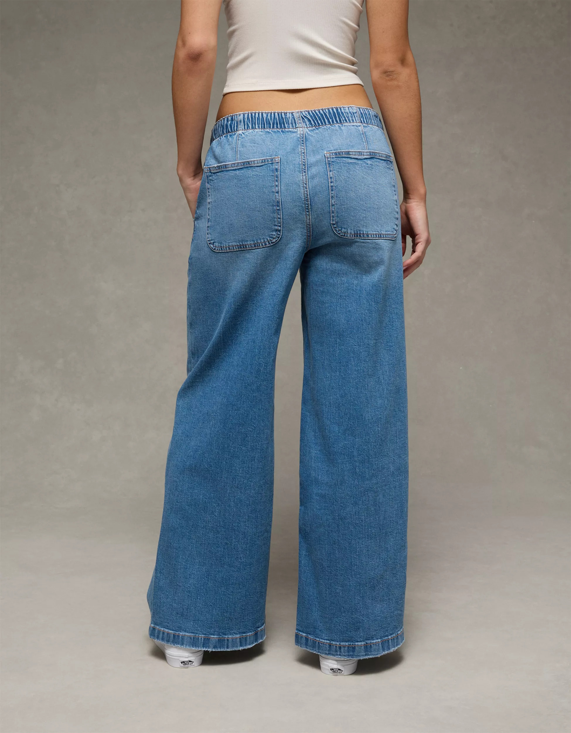 AE Dreamy Drape Strigid Low-Rise Baggy Ultra-Wide Leg Jean | American Eagle Outfitters (US & CA)