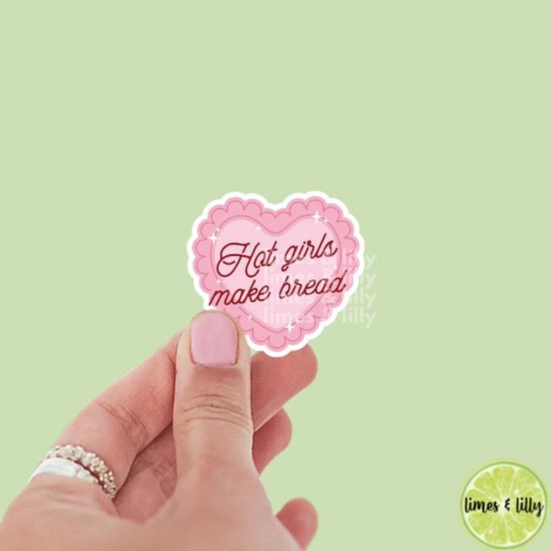 Hot Girls Make Bread Coquette Scalloped Heart Vinyl Sticker | Trendy Stickers | Bread Lover | Sti... | Etsy (US)