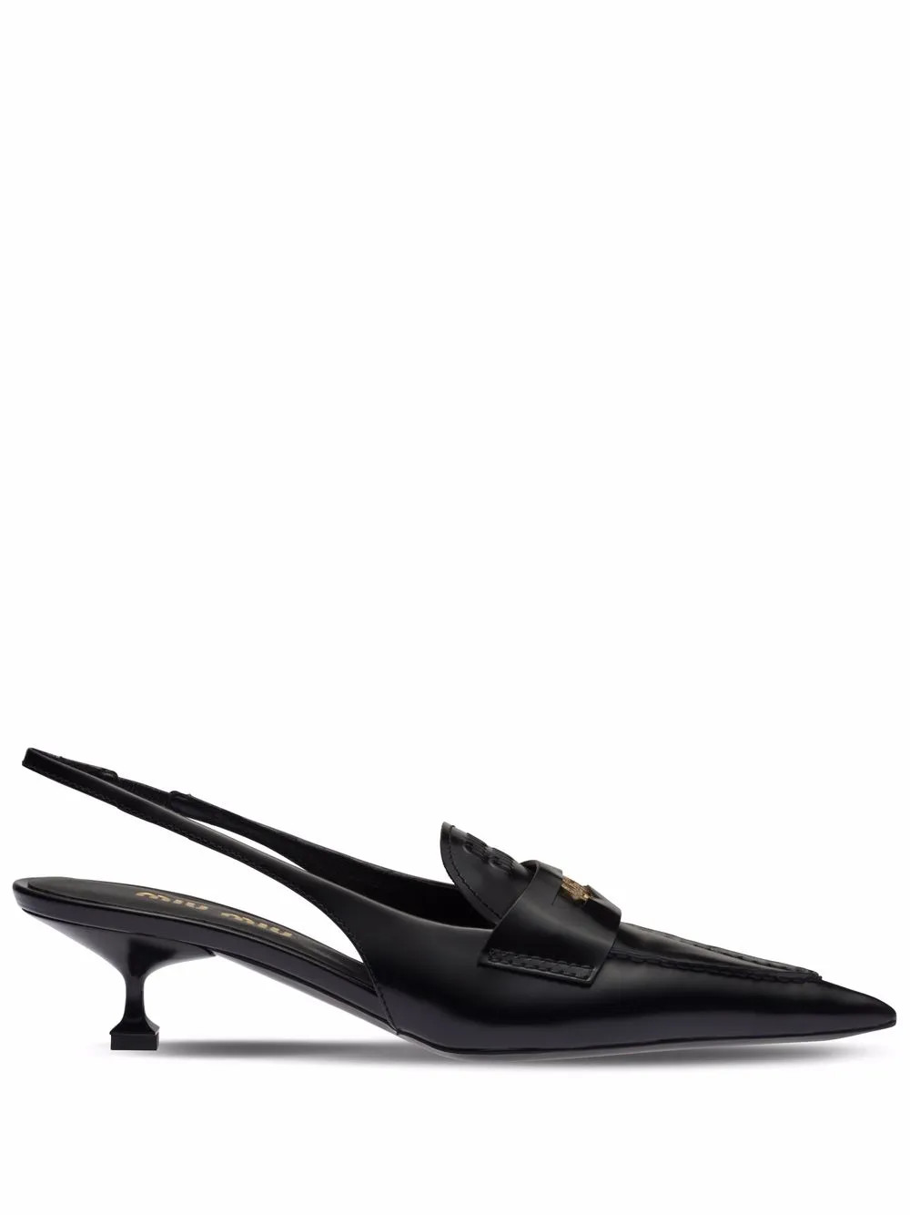 Miu Miu Slingback Kitten Heel Loafer Pumps - Farfetch | Farfetch Global