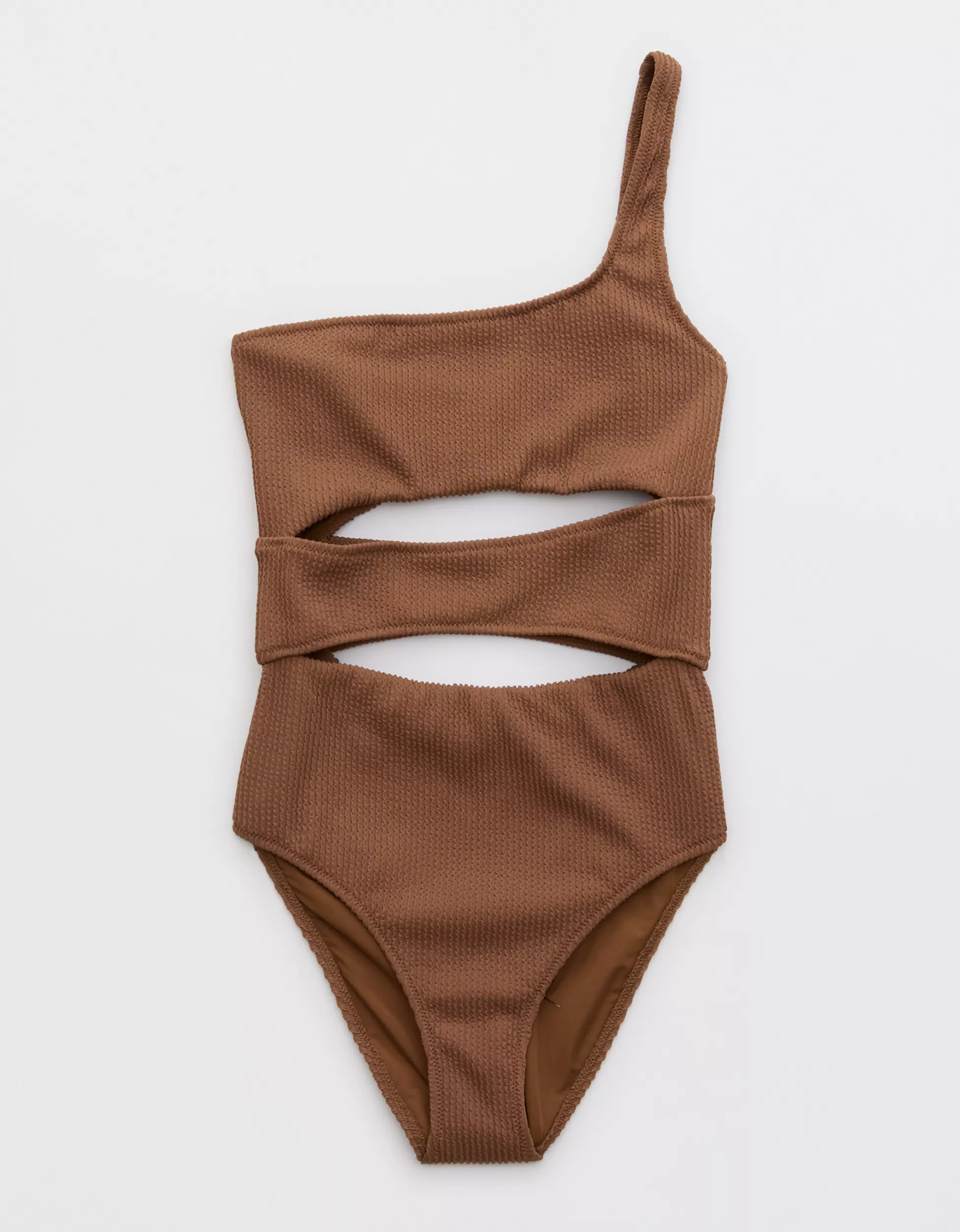 Aerie Crinkle Cut Out One Shoulder One Piece Swimsuit | Aerie