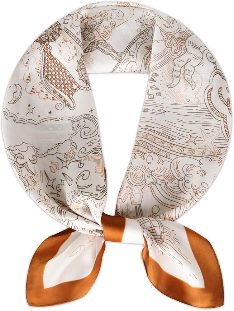 Women's Silk-Like Square Scarf, 27.5\u00d727.5 Inches - Classic Pattern Bandana for Hair, Head & ... | Amazon (US)