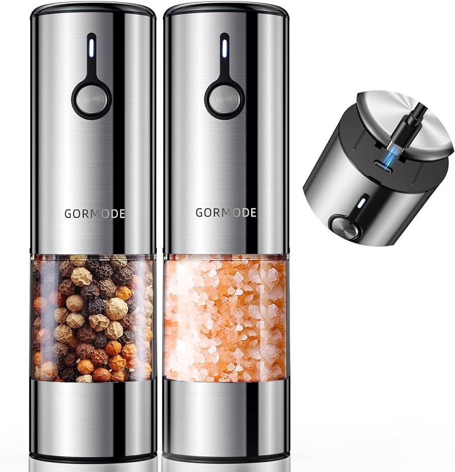 Large Capacity Rechargeable Electric Salt and Pepper Grinder Set -USB Charging Port with Sliding ... | Amazon (US)