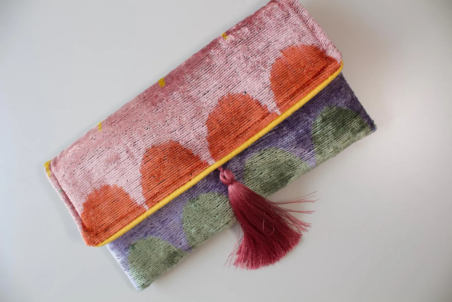 Velvet Ikat Clutch Bag: Handwoven Silk Foldover Purse With Tassel - Etsy | Etsy (Global)