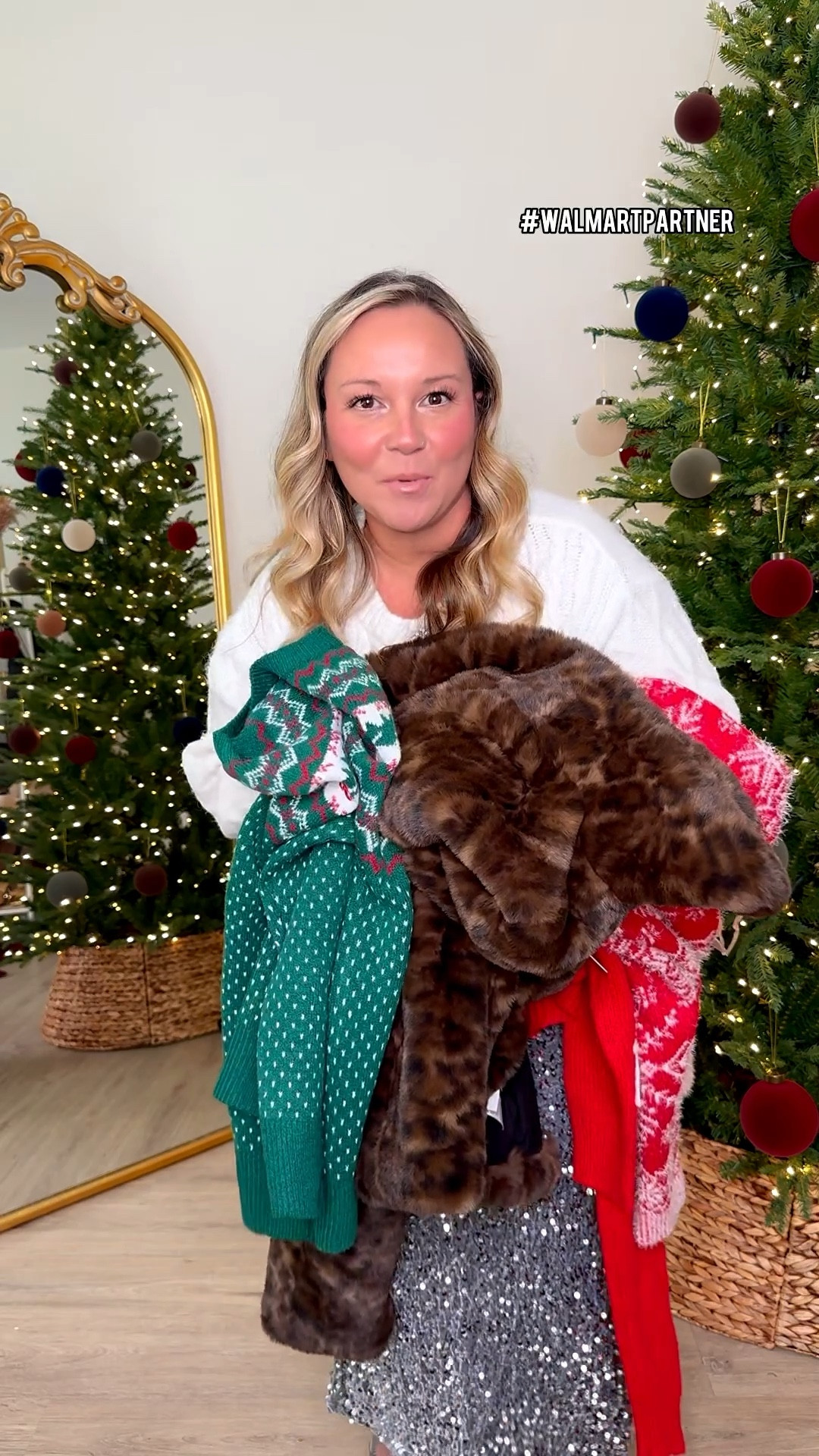 #walmartpartner #walmartstyle @walmartstyle #walmartfashion
#liketkit

Holiday & winter Walmart haul!
Size LARGE in everything except the black pea coat! You can size down in that one!

Holiday sweaters, festive outfits, Christmas sweater, Christmas outfit, party outfit, workwear, sequin skirt, Christmas party, winter coat, winter jacket, faux fur jacket, Walmart finds, Walmart haul 

#LTKOver40 #LTKHoliday #LTKMidsize