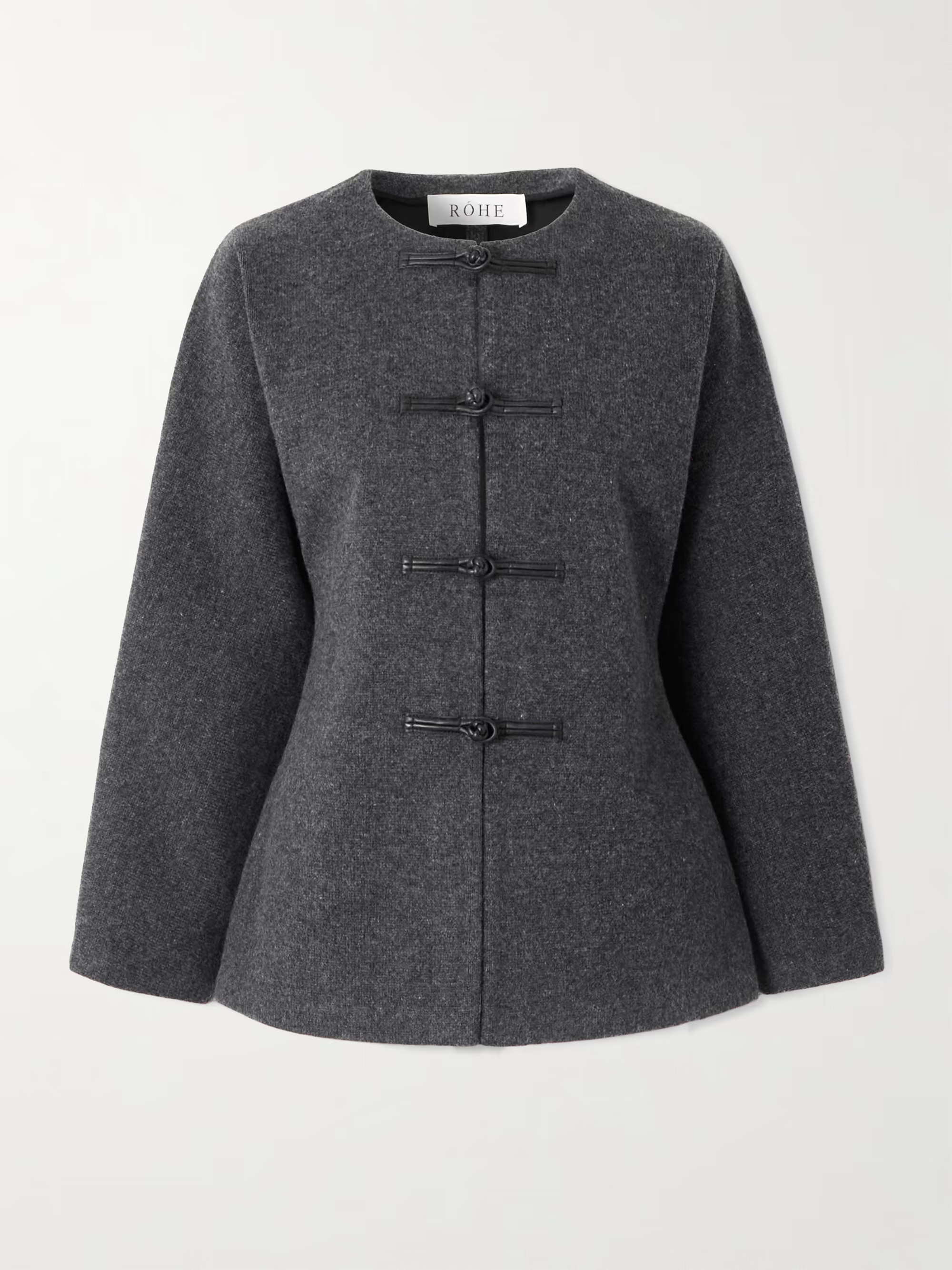 Leather-trimmed wool cardigan | NET-A-PORTER (UK & EU)