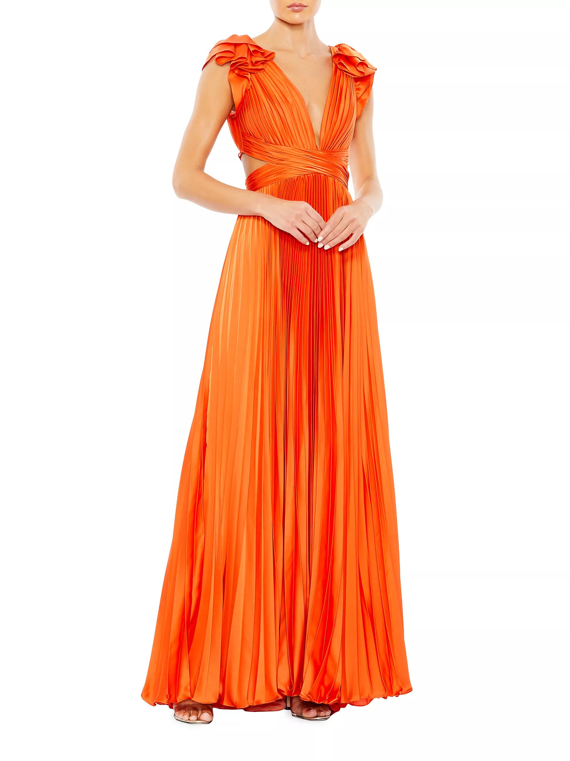 Satin Pleated Lace-Up Gown | Saks Fifth Avenue