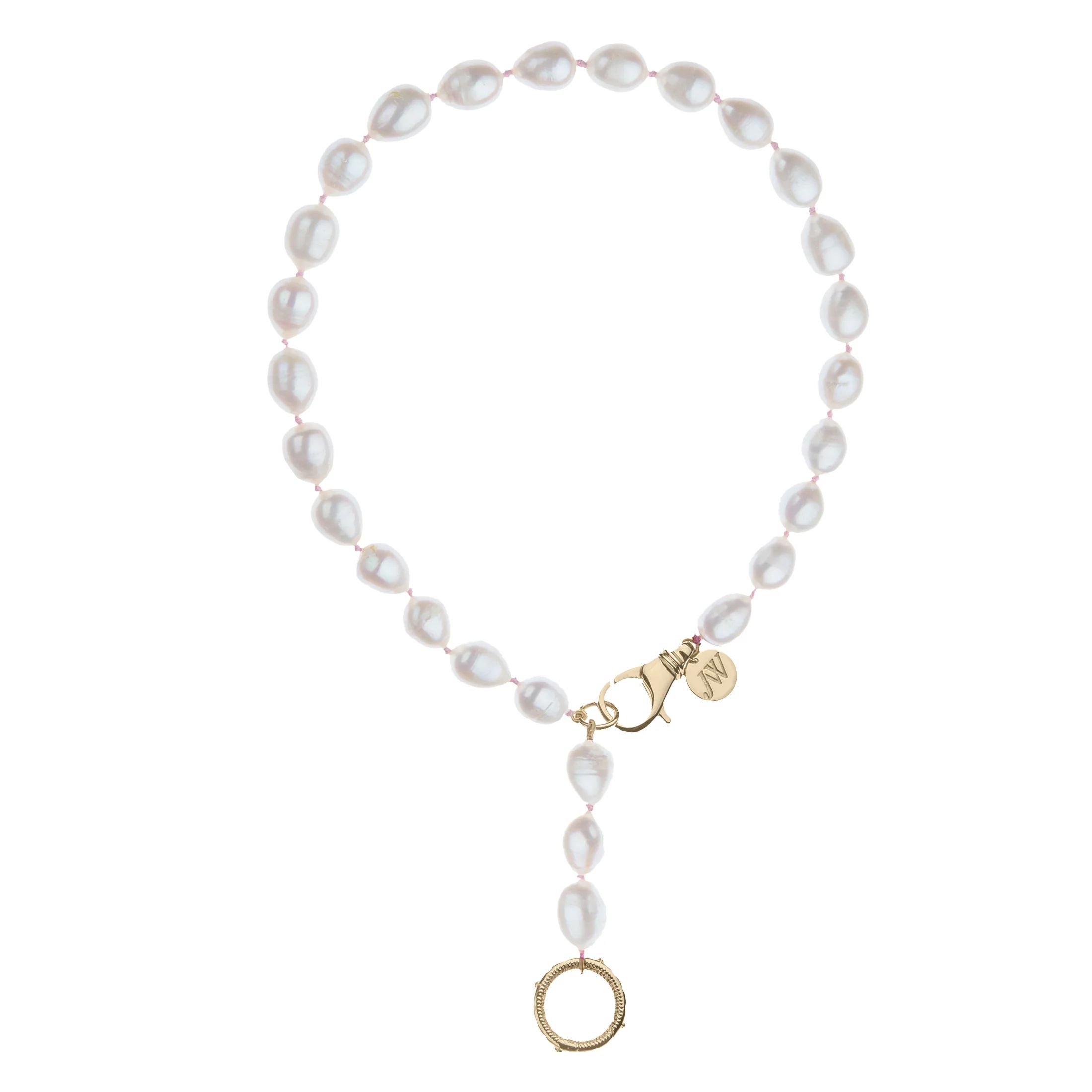 Lariat Pearl Necklace in White Pearl | Jane Win