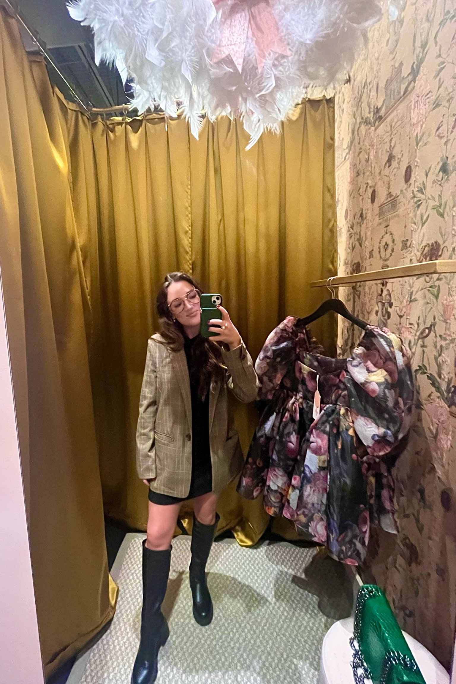 Corporate woman business attire but keep it FUN! Warby Parker glasses, brown plaid blazer, black knit dress on sale, black knee high boots

#LTKfindsunder100 #LTKworkwear #LTKsalealert