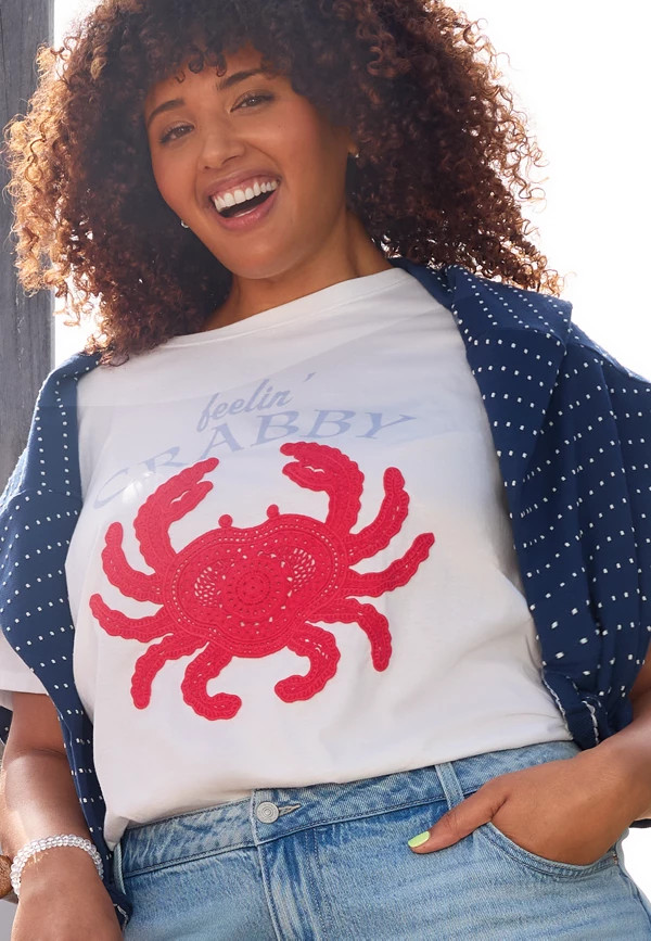 Plus Size Feelin Crabby Classic Fit Graphic Tee | Maurices