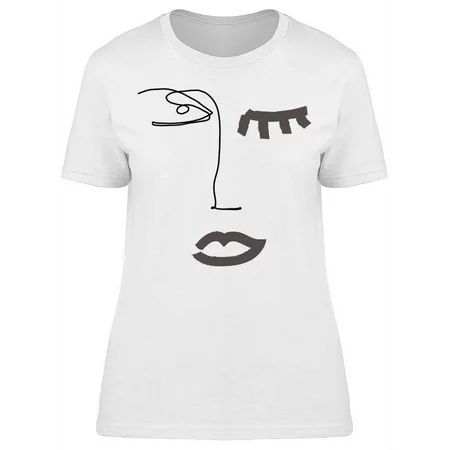Abstract Face Art One Line T-Shirt Women -Image by Shutterstock Female x-Large | Walmart (US)