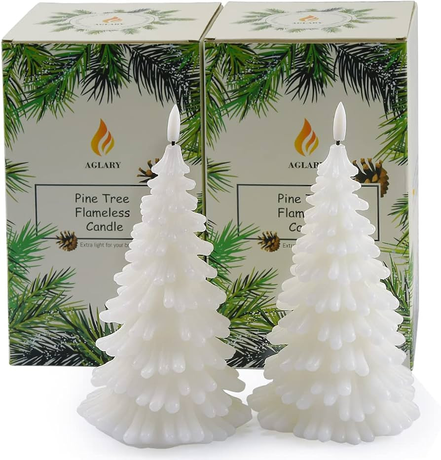 2PCS White Christmas Tree Flameless Candles, Battery Operated LED Candles, Timing Function | Amazon (US)