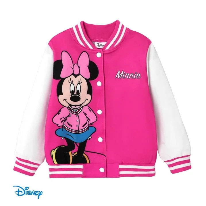 Disney Girls Bomber Jacket Minnie Mouse Colorblock Varsity Lightweight Sweatshirts Gift Fall Spri... | Walmart (US)