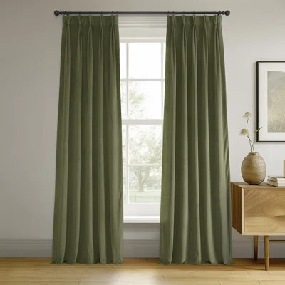 Balone French Pleat Signature Velvet Curtains for Bedroom Blackout Curtains for Living Room Single Panel | Wayfair North America