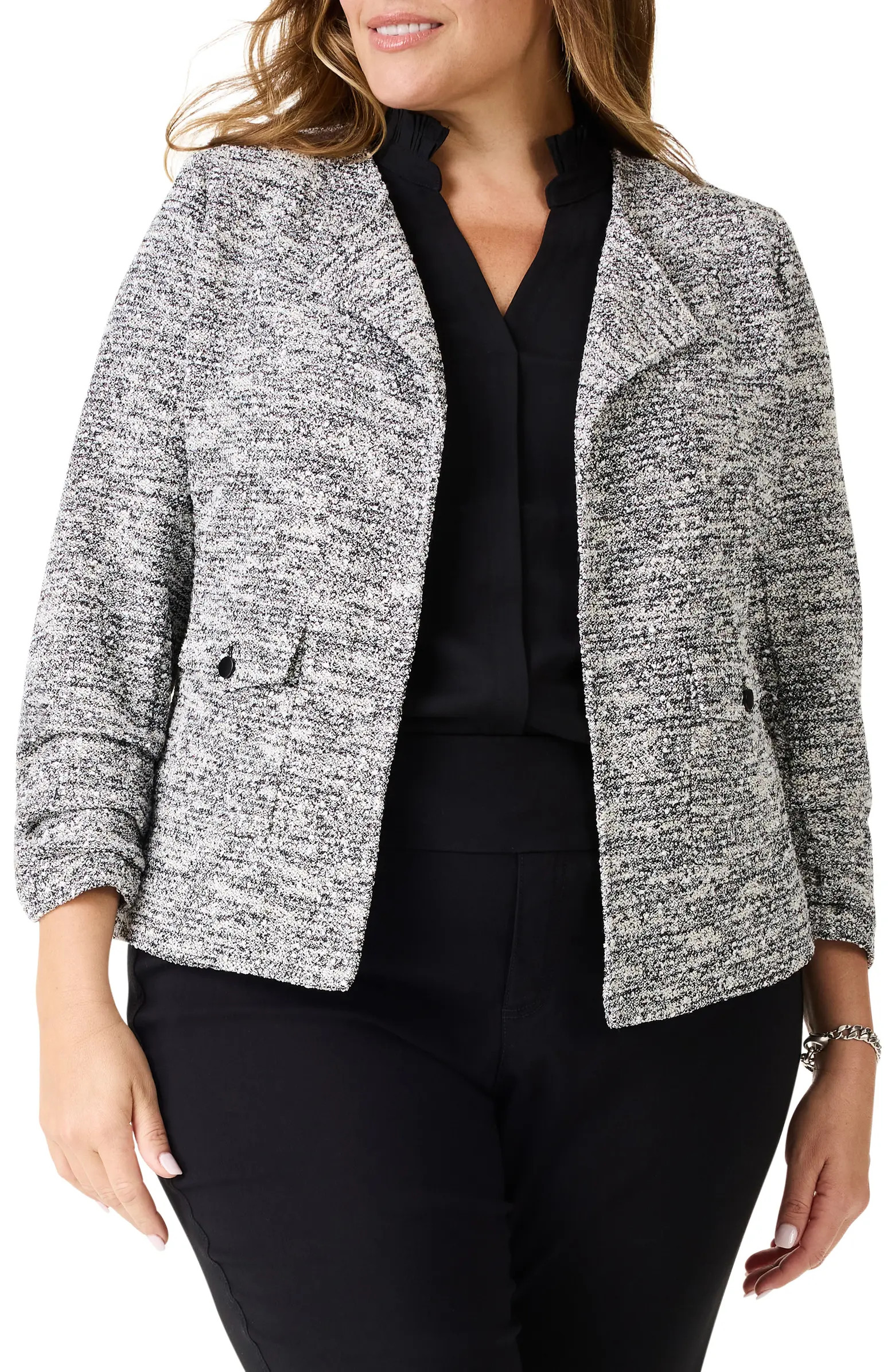 Ruched Sleeve Bouclé Jacket | Nordstrom