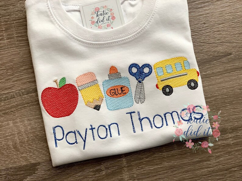 Back to School Shirt, Sketch Embroidery, Personalized, Girls Back to School Shirt, Boys Back to S... | Etsy (US)