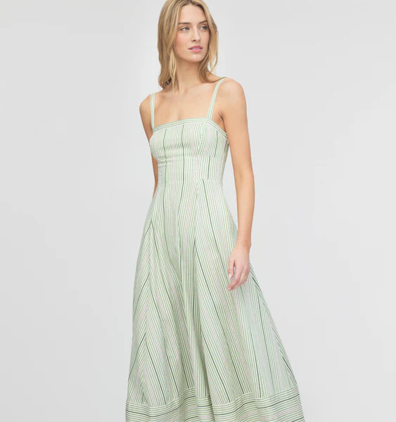 The Margot Dress - Green Jacquard Stripe | Hill House Home US