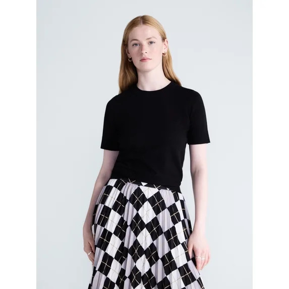 Free Assembly Women's and Women's Plus Cozy Yarn Sweater Tee with Short Sleeves, Sizes XS-4X | Walmart (US)