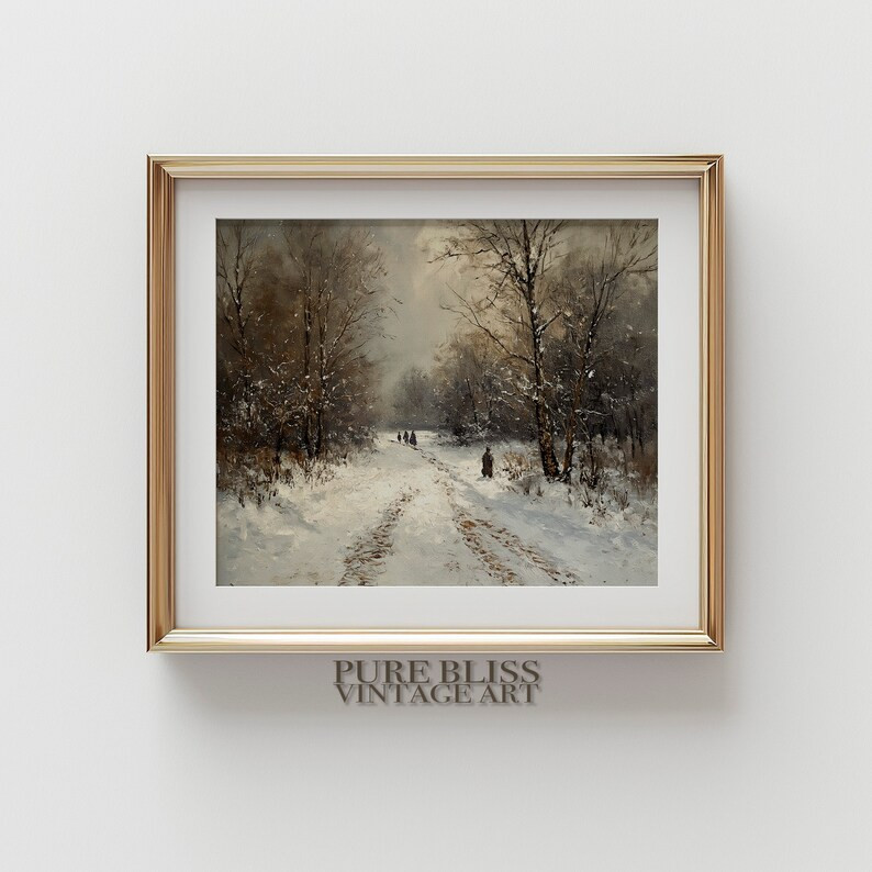 Forest at Winter, Vintage Winter Landscape, Printable Oil Painting, Rustic Wall Art, Antique Deco... | Etsy (US)