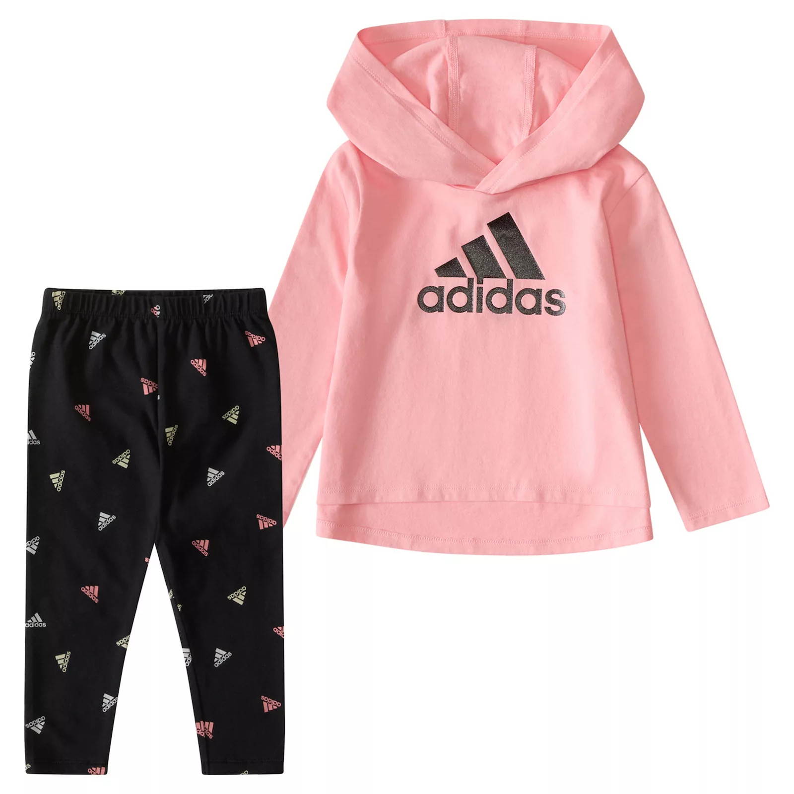 Baby & Toddler Girl adidas Long Sleeve Logo Hoodie & Allover Print Leggings Set, Toddler Girl's, Size: 2T, Pink | Kohl's