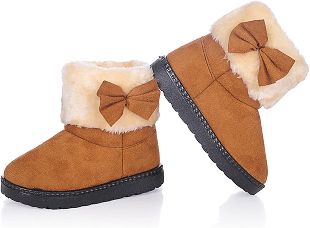 DADAWEN Baby's Girl's Toddler Fashion Cute Bowknot Fur Lining Princess Warm Snow Boots | Amazon (US)