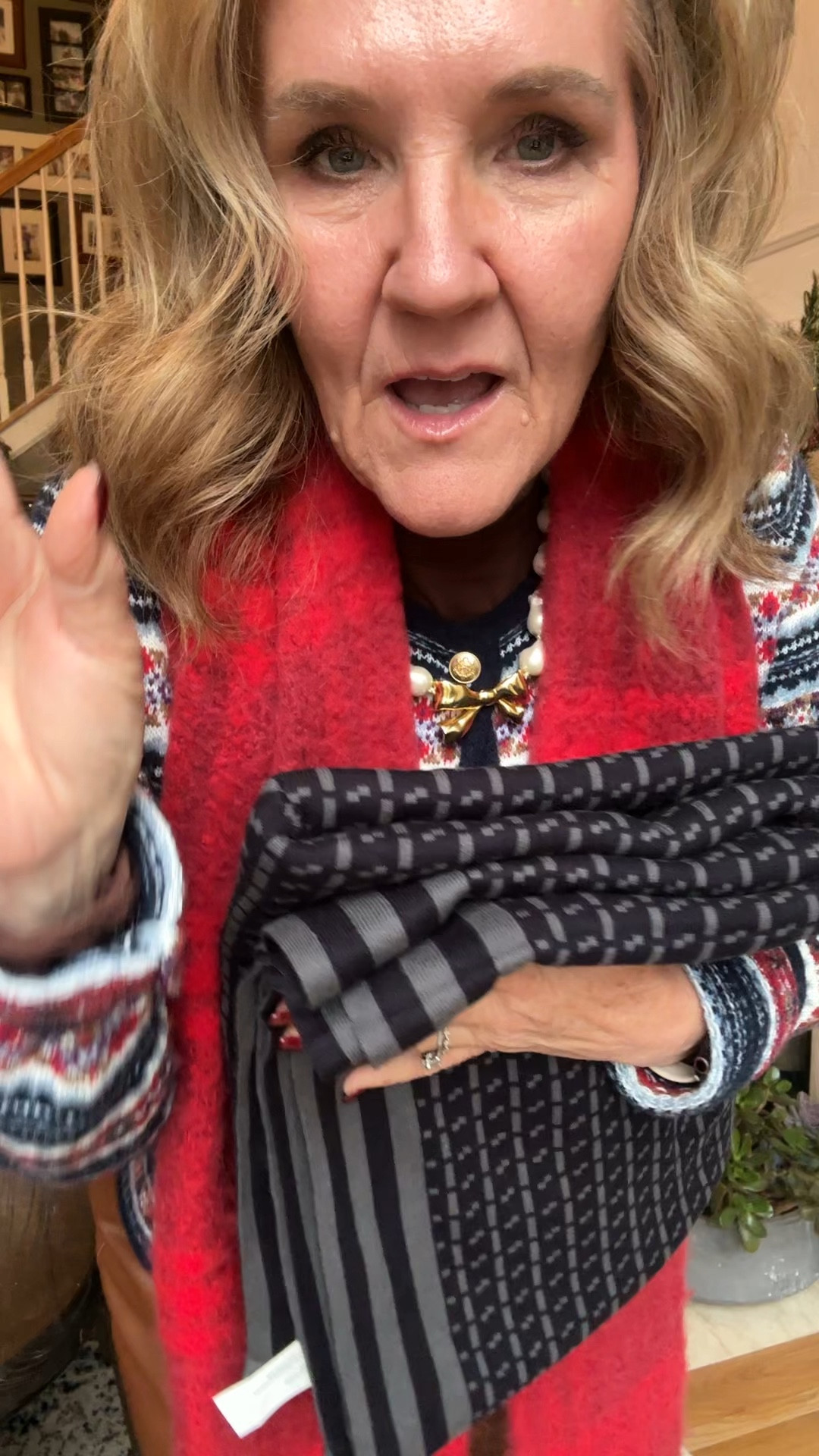 Gifts for him! I love this blanket. It’s masculine and modern.  40% off code NANETTE40 

Linking my outfit too. I was so good the day I was filming, needed all the layers! 

Gift guide dad gifts gifts for men Tommy John JCREW fair isle sweater red plaid scarf faux leather pants 

#LTKGiftGuide #LTKMens #LTKOver40