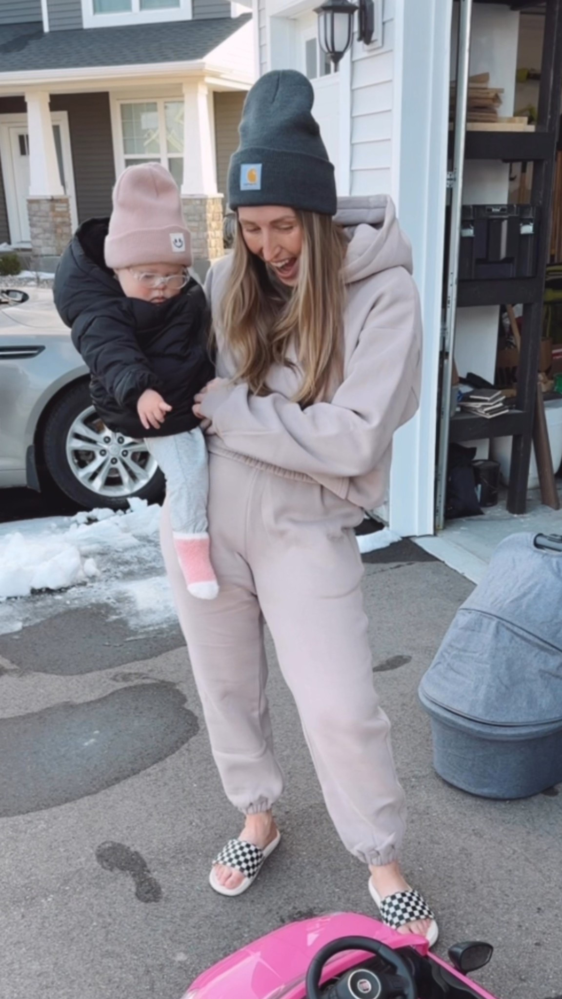 Thee MOST comfy set ever. I ordered my regular size M in both, and they’re oversized fit. Could definitely do a small even and I tend to size up to large, so they are oversized. SO incredibly soft even after washing and the warmest sweats I own. 

#LTKFamily #LTKSpringSale #LTKActive