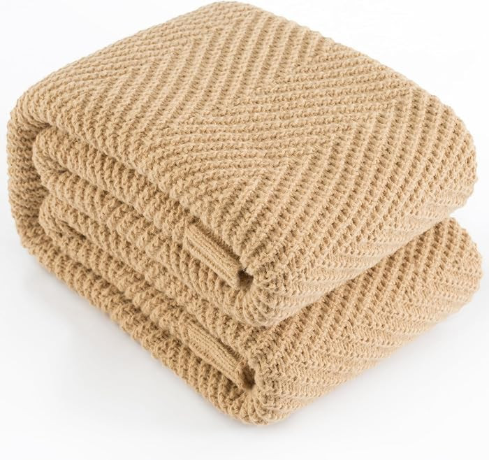 Knitted Throw Blanket for Couch, 60X80 Chevron Bed Knit Throws | Amazon (US)