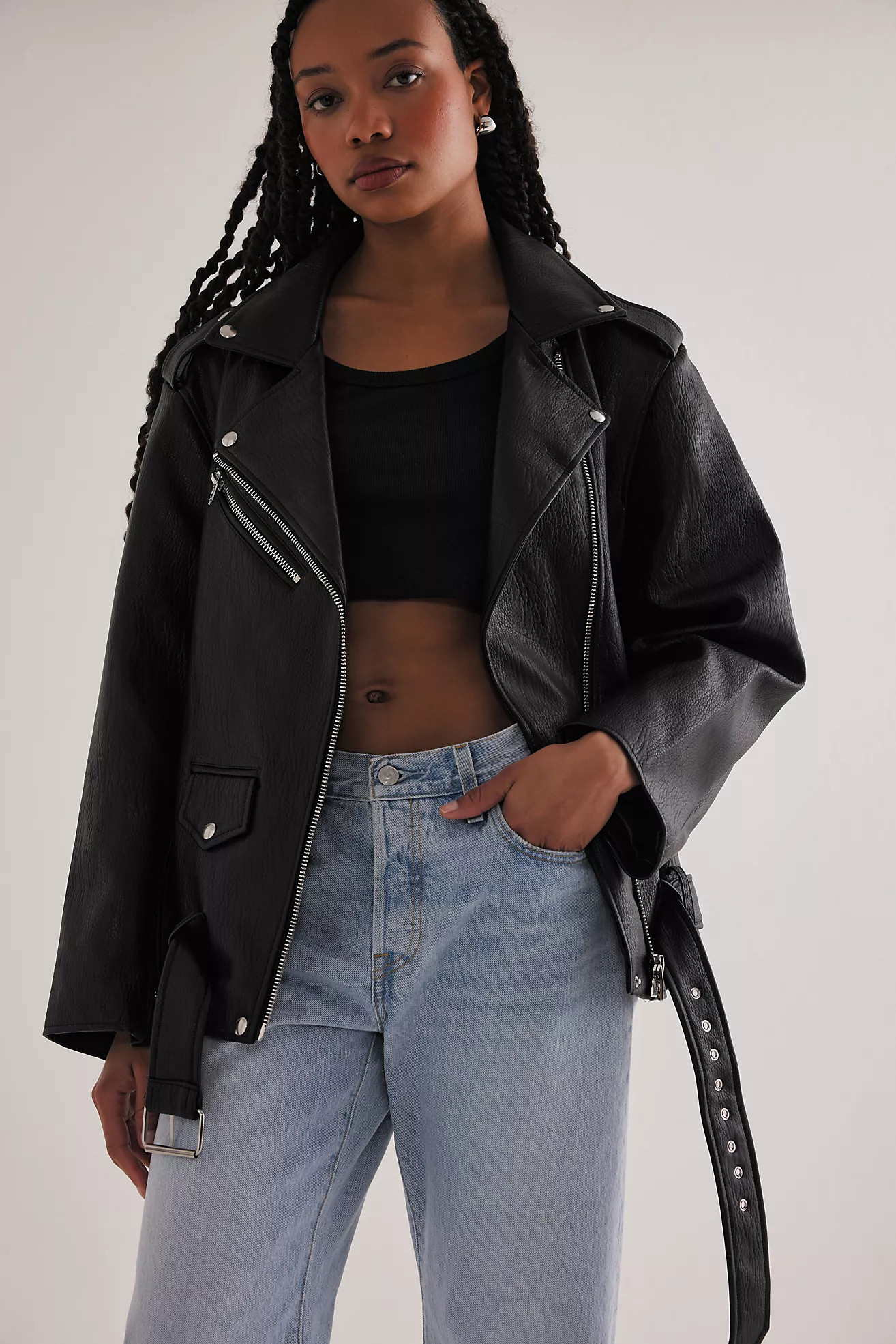 BLANKNYC Faux-Leather Belted Biker Jacket | Anthropologie (UK)
