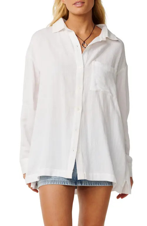 Rip Curl Vibe Surf Oversize Button-Up Shirt in White at Nordstrom, Size Large | Nordstrom