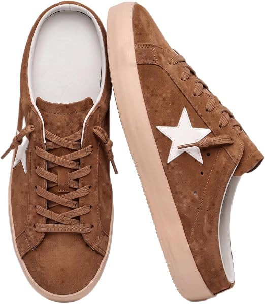 Women Star Mule Sneakers Slip On Flat Casual Trainers Walking Shoes Casual Lace up Low Top Tennis Shoes. | Amazon (US)