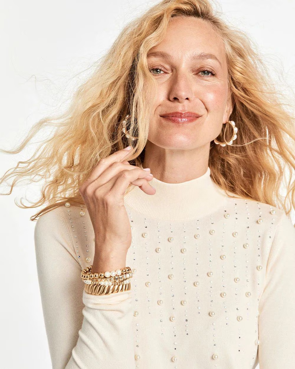 Ella Embellished Mockneck Sweater | Chico's