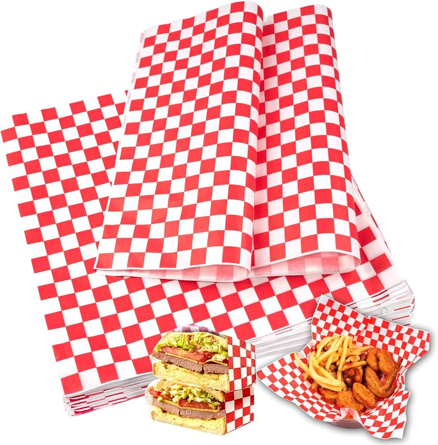 115pcs Deli Paper Sheets - 12x12" Sandwich Wrapping Paper, Checkered Wax Paper, Premium Grease Re... | Amazon (US)