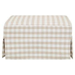 Namesake Crawford Modern Classic Tan Gingham Gliding Ottoman | Kathy Kuo Home