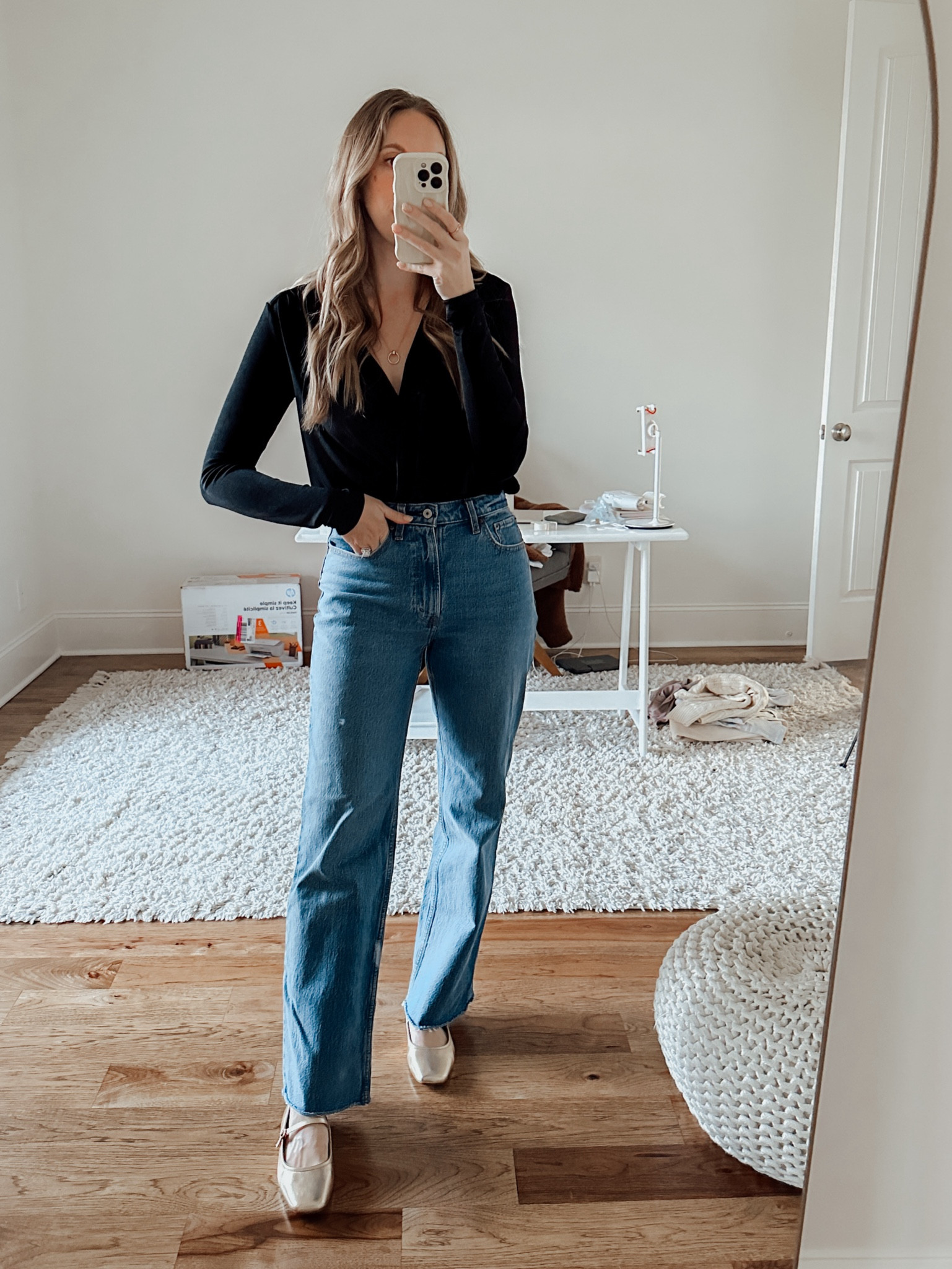 Fall jeans outfit. Casual straight leg high rise jeans outfit idea by BarbiGia. Mary Jane ballet flat shoes 



#LTKSeasonal #LTKFindsUnder100 #LTKStyleTip