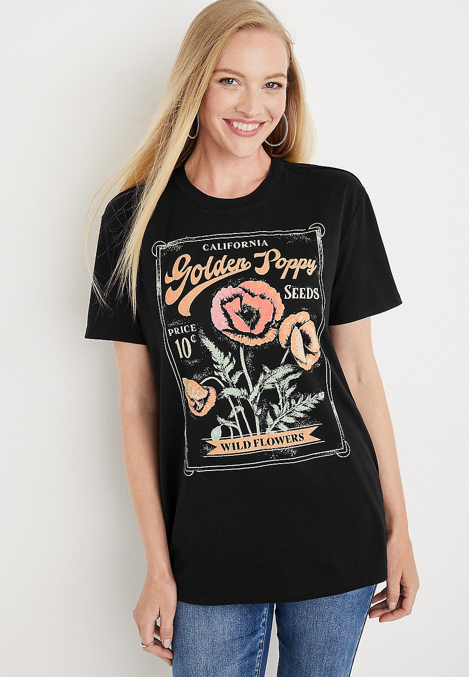 Golden Poppy Oversized Graphic Tee | Maurices