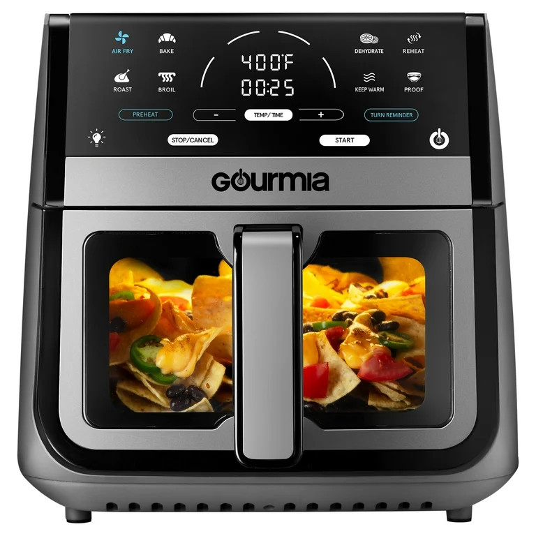 Gourmia 8 Qt Digital Window Air Fryer with 8 One-Touch Cooking Functions, Gray | Walmart (US)