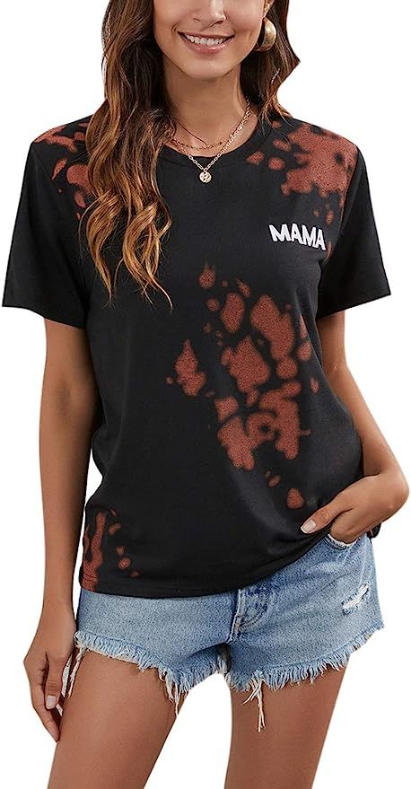 BMJL Women's Graphic Tees Mama Shirts Short Sleeve Leopard Summer Tops Cute Casual Blouse | Amazon (US)