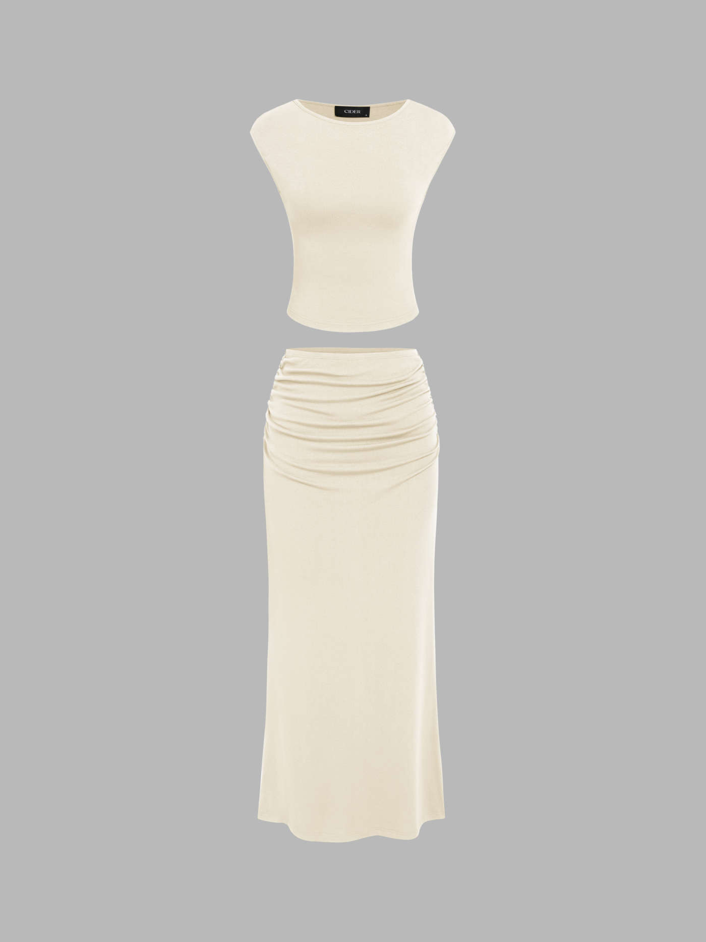 Solid Tank Top & Ruched Maxi Skirt | Cider