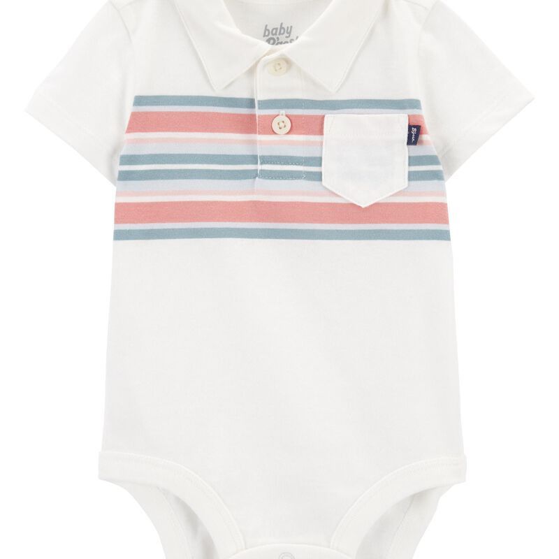 Baby Striped Henley Jersey Bodysuit - Baby Easter Outfits, Baby Boy Easter Outfits | Carter's