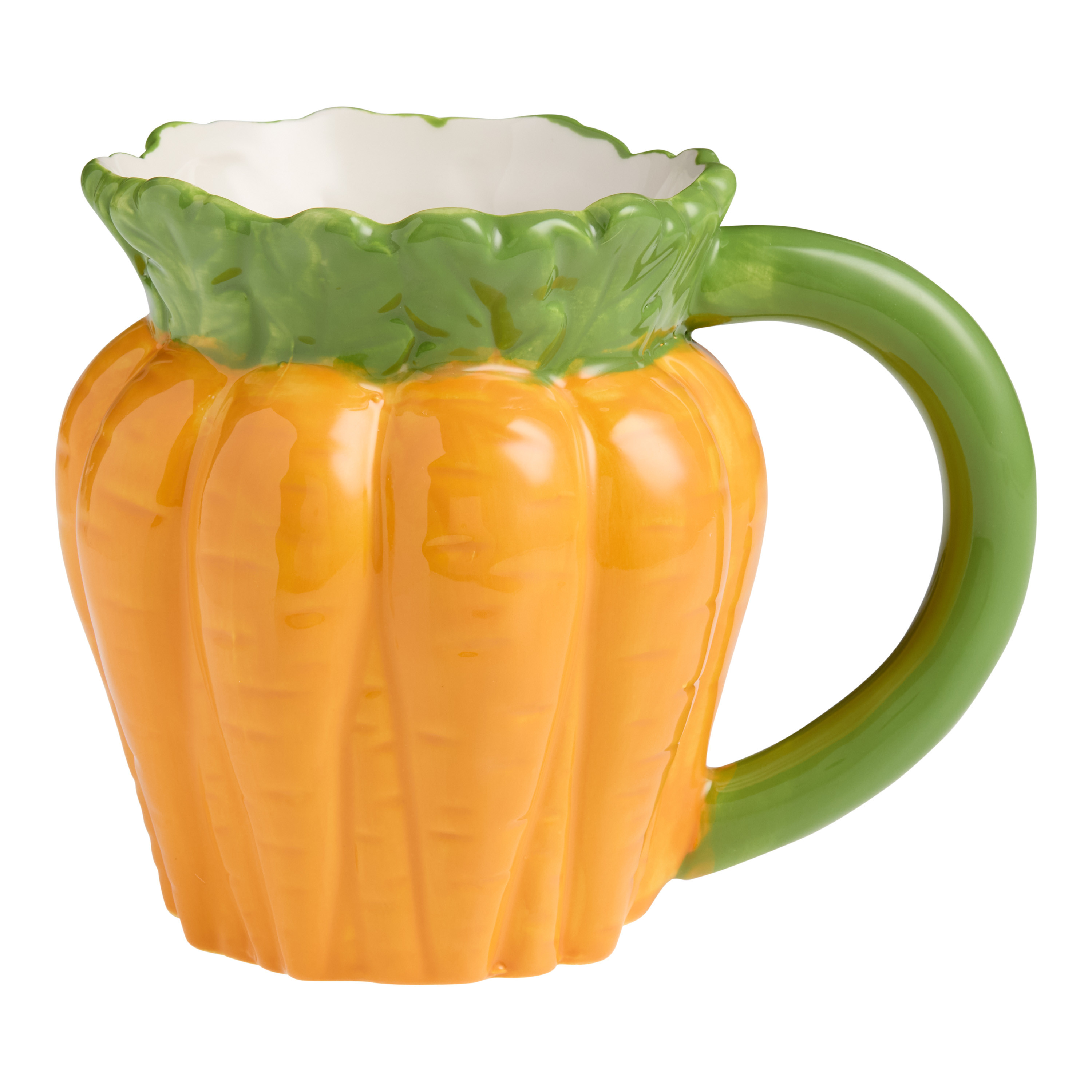 Orange and Green Carrot Hand Painted Figural Ceramic Mug | World Market