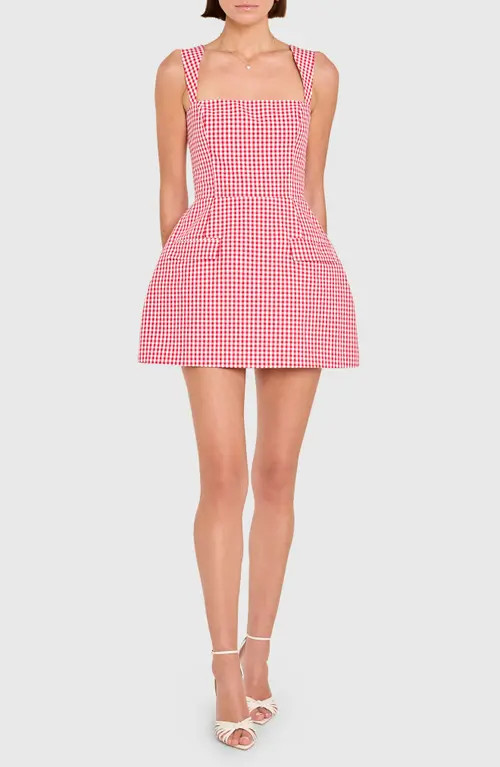 Amanda Uprichard Bethany Skort Romper in Red White at Nordstrom, Size Small | Nordstrom