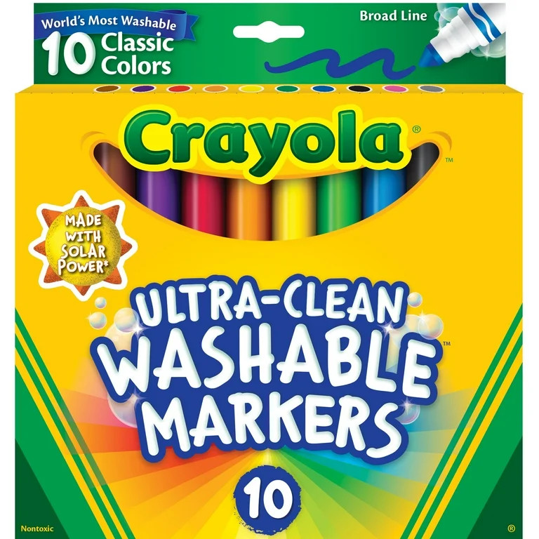 Crayola Ultra-Clean Washable Broad Line Markers, Art Supplies, Back to School Supplies, 10 Ct | Walmart (US)